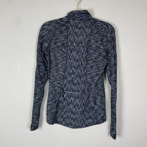 Athleta Womens Heathered Grey Striped Quarter-Zip Pullover Athletic Top Womens S - Picture 7 of 9